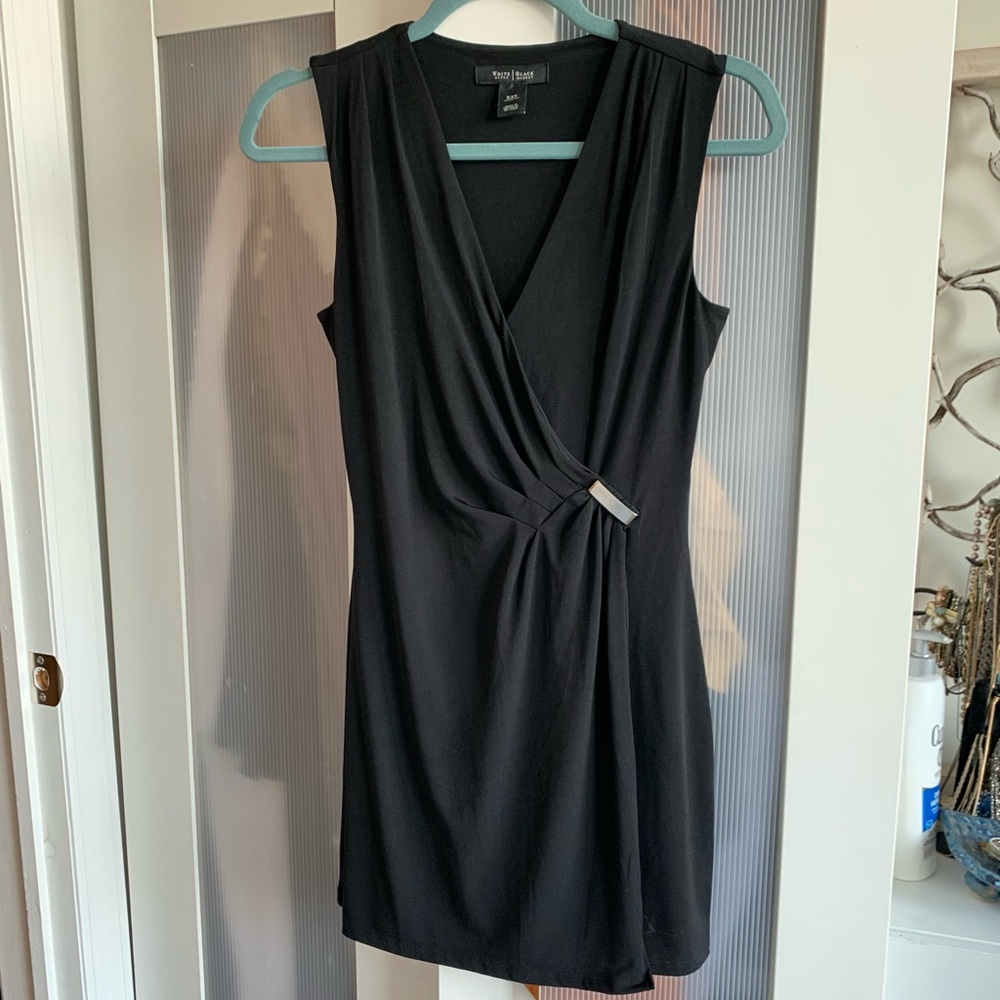 WHBM | Black wrap dress with silver metal detail